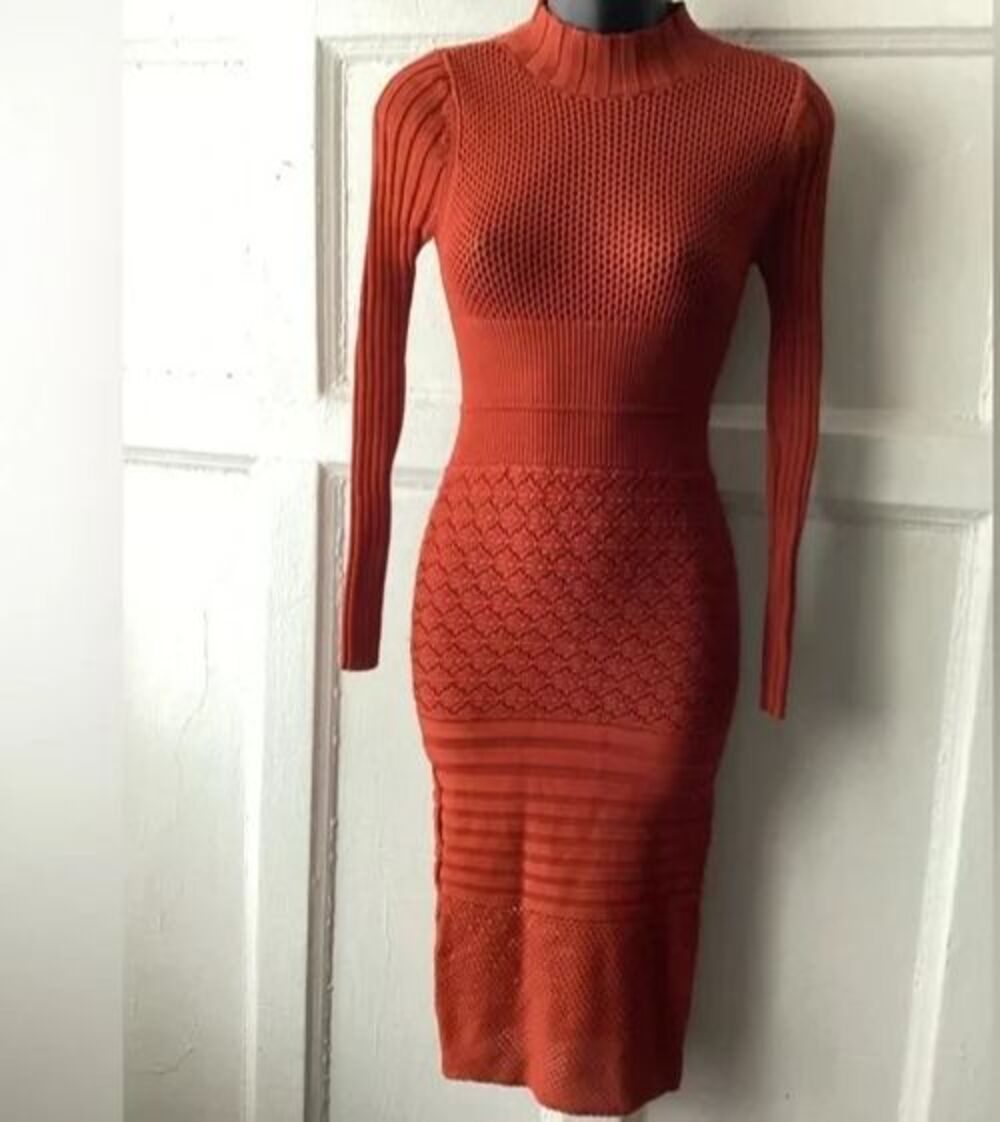 Hera Collection Rust Bodycon Dress M Glamoratti "Fashion as Feeling" Bobo Chic